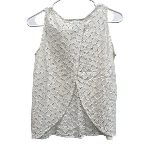Cream‎ Ivory Eyelet Lace Open Back Sleeveless Top- Small - Picture 3 of 7